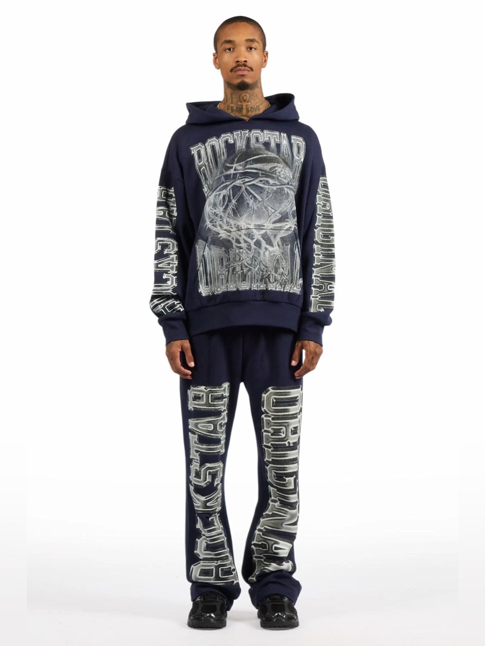 Rockstar Original Rleague Navy Hoodie/Baggy Pant Track Set